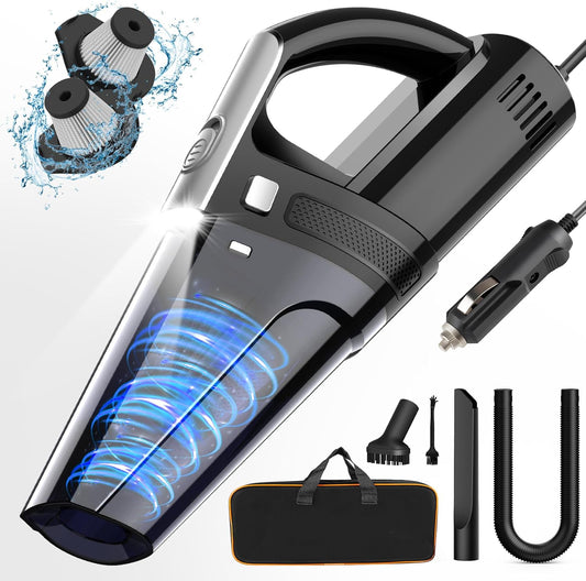 Car Vacuum Cleaner, Portable Car Vacuum with Powerful 7000PA Suction, Car Accessories, DC 12V High Power 16.4Ft Cord Vacuum Cleaner for Car, LED Light & Low Noise, VC008C